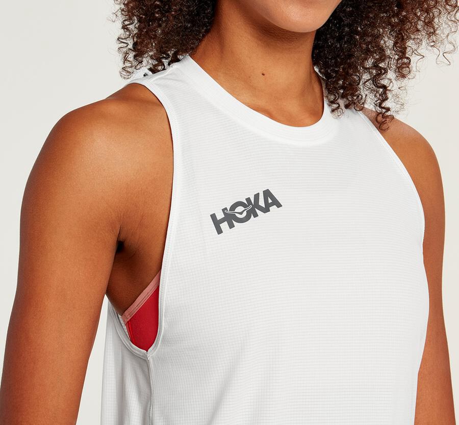 Hoka Australia One One Performance Utility Tank - Womens Tops White - OFIPD-2716